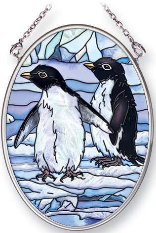 Amia 5384 Penguins Small Oval Suncatcher