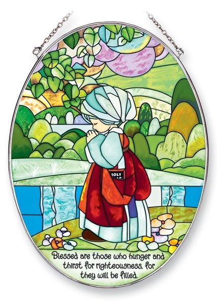 Amia 5406 Blessed Are Those Who Hunge Large Oval Suncatcher