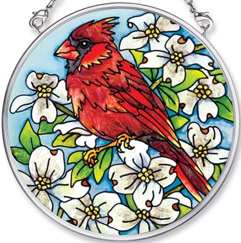 Amia 5490 Cardinal Dogwood Small Circle Suncatcher