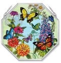 Amia 5691 Butterfly Garden In Bloom Beveled Glass Medium Octagon Panel