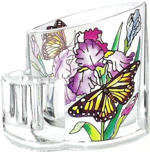 Amia 5751 Irises and Butterfly Pencil Holder
