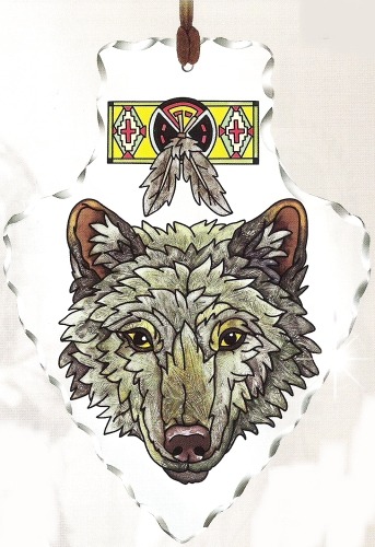 Amia 5992 Wolf Large Arrowhead Suncatcher