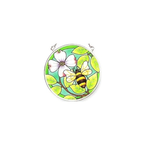 Amia 6141i Green Garden Bumblebee Small Circle Suncatcher