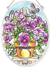 Amia 6250 Viola Garden Medium Oval Suncatcher