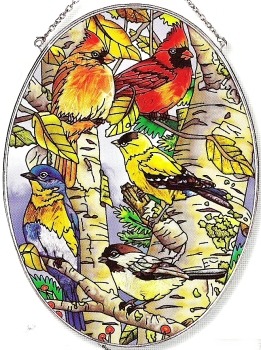 Amia 6433 Songbirds Large Oval Suncatcher