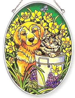 Amia 7086 Spring Friends Medium Oval Suncatcher