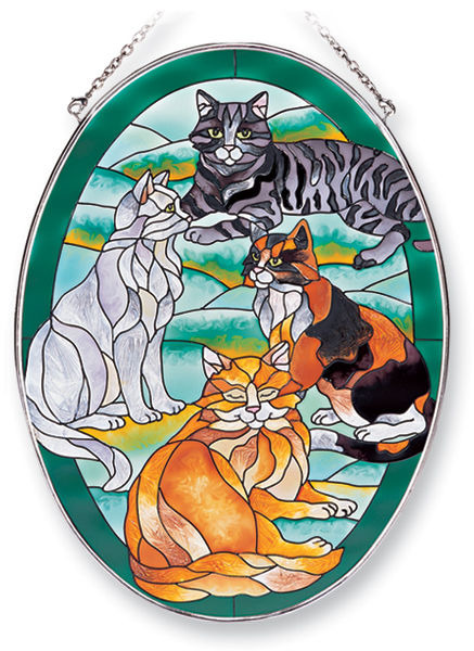 Amia 7094 Cats Of Color Large Oval Suncatcher