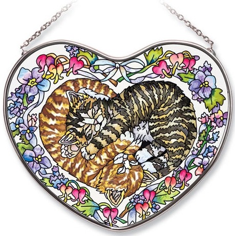 Amia 7369 Heart Kittens Heart Suncatcher