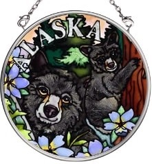 Amia 7399 Black Bear Small Circle Suncatcher