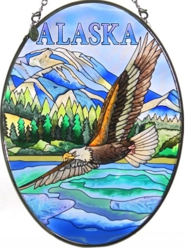 Amia 7409 Eagle Medium Oval Suncatcher