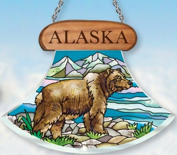 Amia 7422 Alaska Grizzly Bear Ulu Shaped Suncatcher