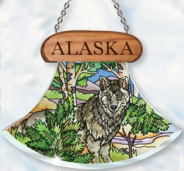 Amia 7438 Alaska Wolf Ulu Shaped Suncatcher