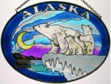 Amia 7456 Alaska Polar Bear Medium Oval Suncatcher