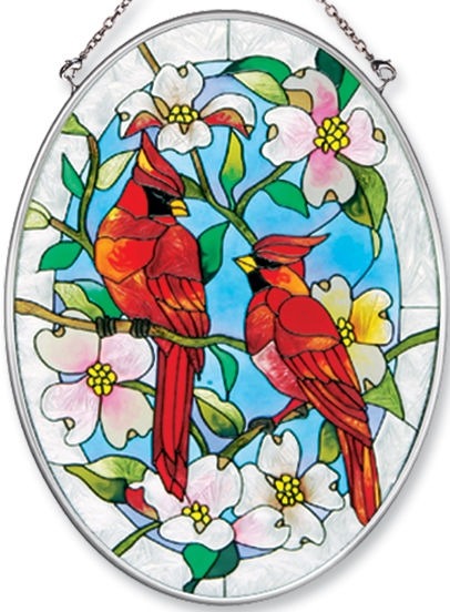 Amia 7559 Cardinal Medium Oval Suncatcher