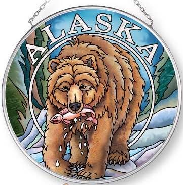 Amia 7573 Alaska Grizzly Medium Circle Suncatcher