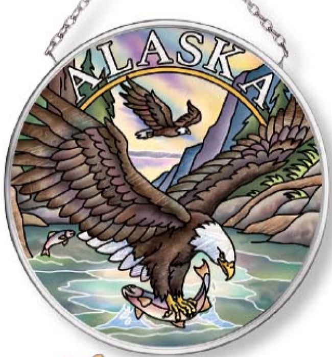 Amia 7583 Alaska Eagle Small Circle Suncatcher