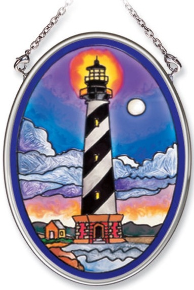 Amia 7798 Cape Hatteras At Night Small Oval Suncatcher