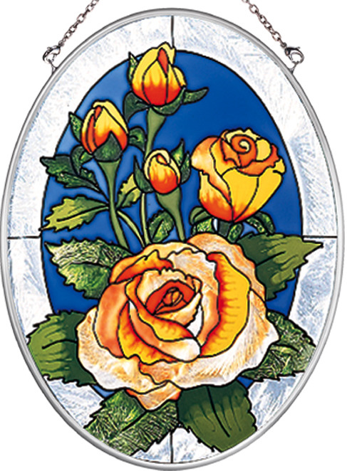 Amia 7942 Yellow Rose Medium Oval Suncatcher