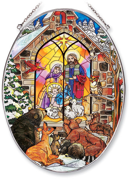 Amia 8015 Christmas Gathering Large Oval Suncatcher