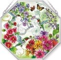 Special Sale SALE5234 AMIA Glass 5234 Hummingbird Garden in Bloom Medium Octagon Window Panel