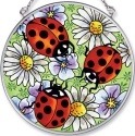 Amia 5461 Ladybugs and Daisies Medium Circle Suncatcher