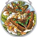 Amia 5465 Green Butterflies & Florals Medium Circle Suncatcher