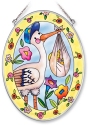 Amia 6263 Stork and Baby Bundle Medium Oval Suncatcher
