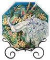 Amia 6600 White Peacock Beveled Small Octagon Suncatcher