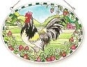 Amia 7108 Rooster Strawberry Medium Oval Suncatcher