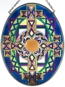 Amia 7135 Yellow Blue Celtic Knot Medium Oval Suncatcher