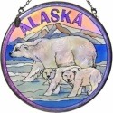 Amia 7404 Polar Bears Medium Circle Suncatcher