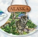 Amia 7438 Alaska Wolf Ulu Shaped Suncatcher