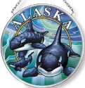 Amia 7572 Alaska Orca Small Circle Suncatcher