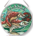Amia 7579 Alaska Salmon Small Circle Suncatcher