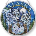 Amia 7584 Alaska Wolf Medium Circle Suncatcher