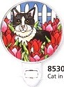 Amia 8530 Cat and Red Tulips Night Light Nightlight