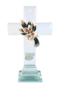 Amia 8771 Beveled Calla Lily Glass Cross