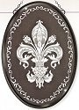 Amia 9691 Fleur de Lis Black and White Jumbo Oval Suncatcher