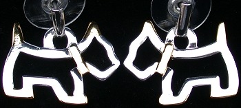 Jewelry - Fashion EARScotteSlver1 Scottish Terrier Dog Silver with Gold Tips Earrings