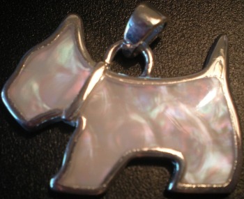 Jewelry - Fashion PENDANTScotteSlver2 Scottish Terrier Dog Mother of Pearl and Silvertone Pendant