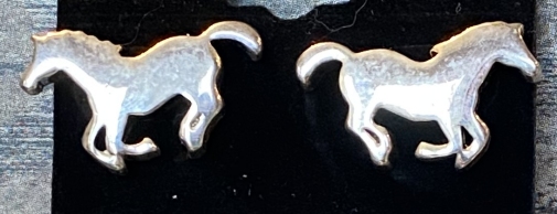 Jewelry - Fashion EARHorse1 Silver Tone Running Horse Pierced Earrings Bronco Mustang