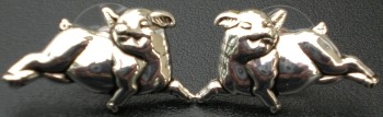 Jewelry - Fashion EARPig1 Pierced Laying Pigs Post Earrings Silver Tone