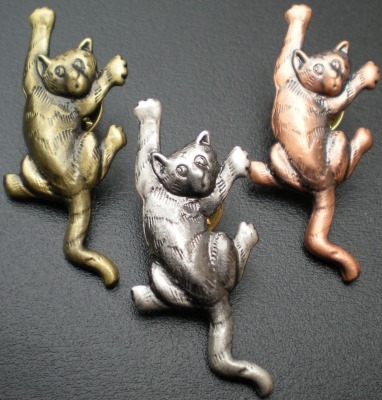 Jewelry - Fashion PINCat26 Set of 3 Climbing Cat Pins Gold Bronze Silver