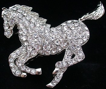 Jewelry - Fashion PINHorse2 Crystal Bedazzled Running Horse Large Pin Brooch Bronco Mustang