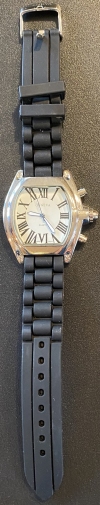 Jewelry - Fashion WTCHBlack1 Geneva Black Silicone Band Watch Roman Numerals Stainless Backing