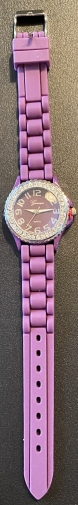 Jewelry - Fashion WTCHPurple1 Geneva Purple Silicone Band Women's Watch Stainless Backing Crystals