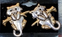 Jewelry - Fashion EARCat2 Whimsical Two Tone Cats Hanging Onto Branch