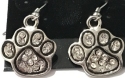 Jewelry - Fashion EARPaw1 Paw Print Drop Earrings Silvertone Metal Alloy with Crystals