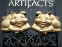 Jewelry - Fashion EARPig3 JJ Jonette Artifacts Gold Tone Smiling Pigs Pierced Earrings