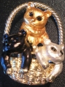 Jewelry - Fashion PINCat7 Cats In Basket Rhinestone Crystal Eyes Pin 
